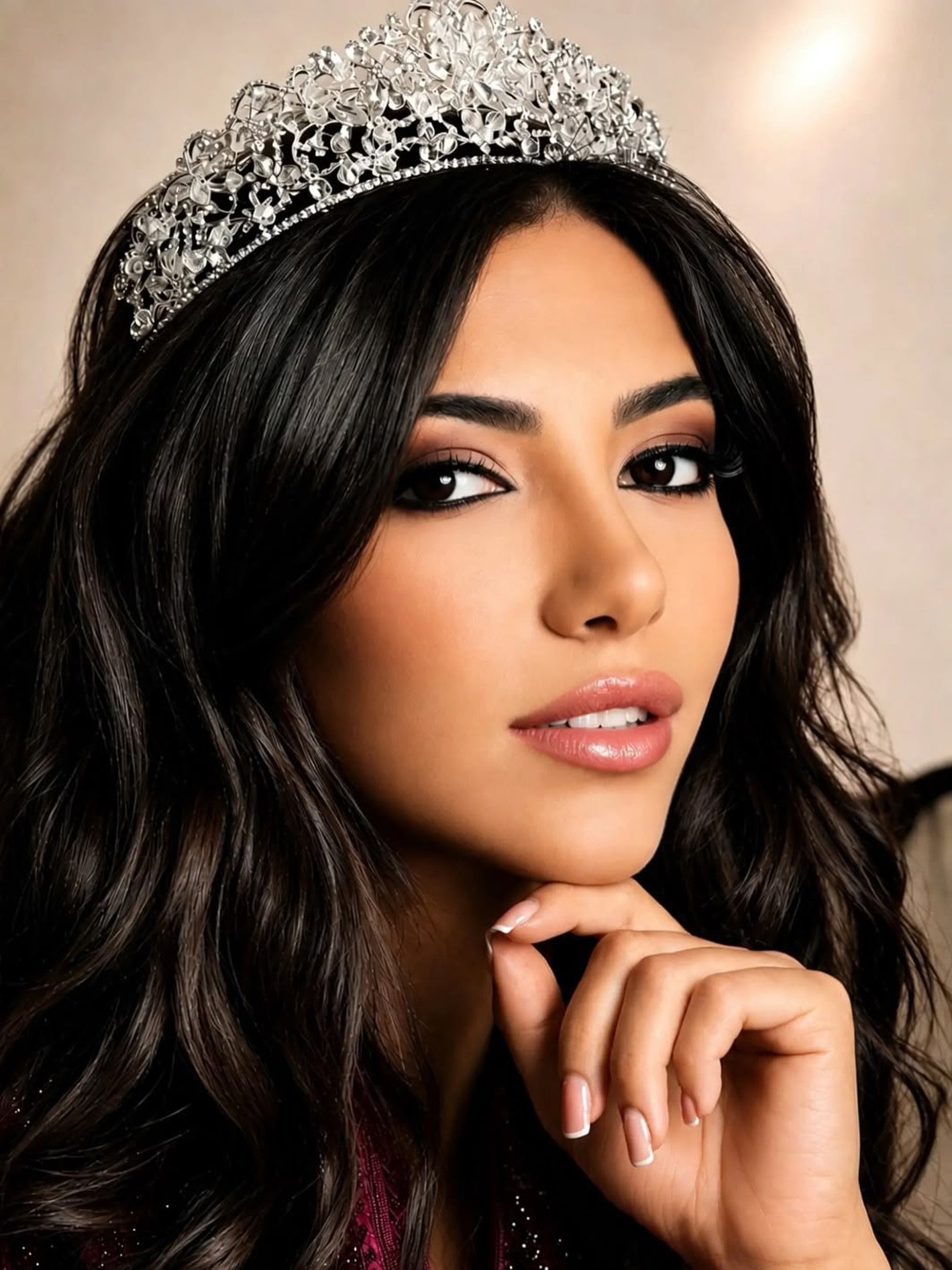 Chirihan Chergui in her crown as Miss World Morocco 2026.