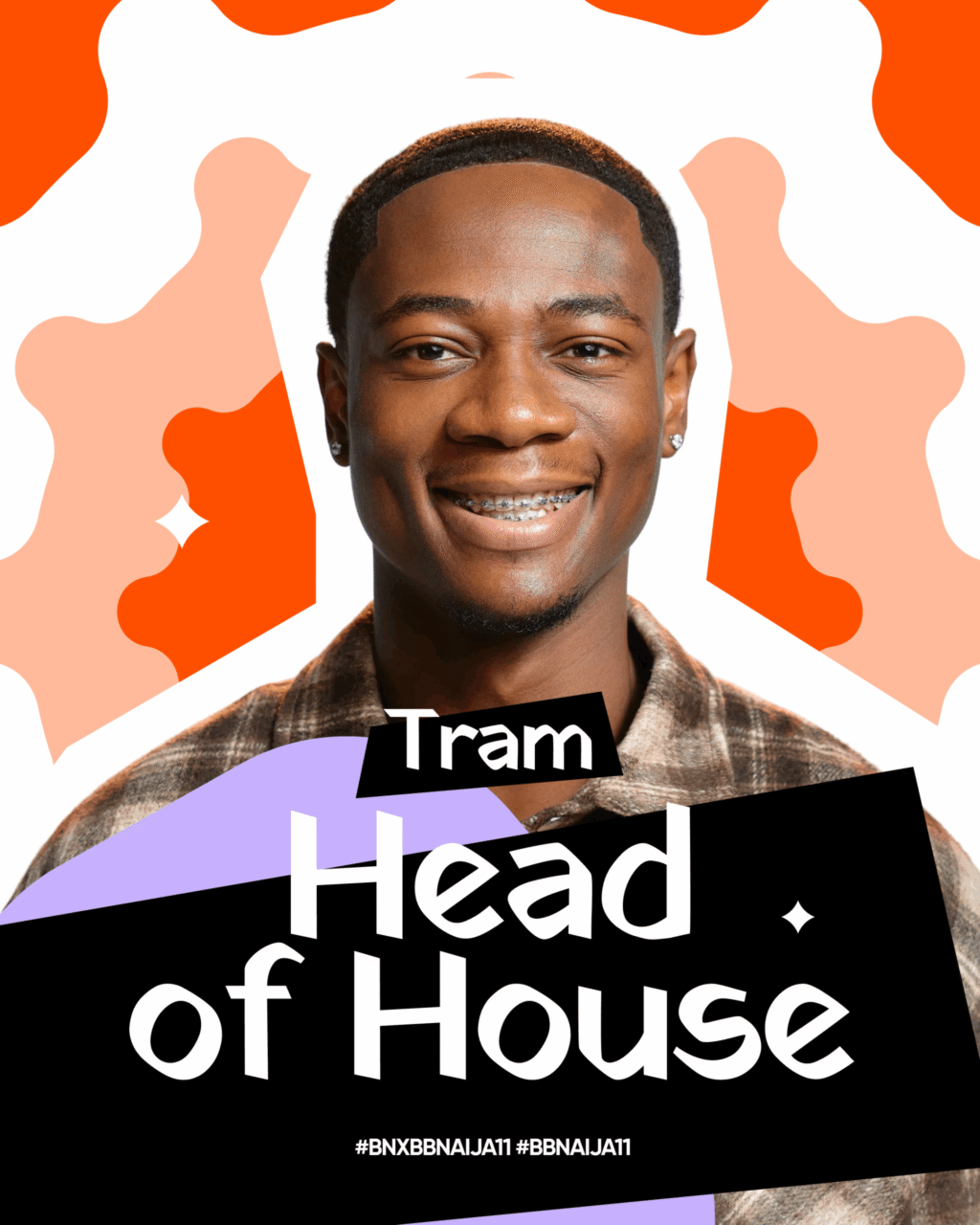 Tram smiling in an official graphic announcement confirming him as the Big Brother Naija Season 11 Week 7 Head of House.