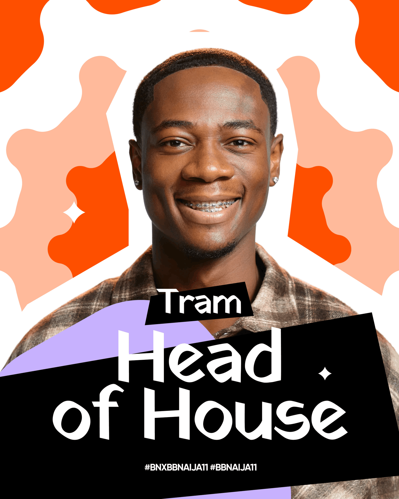 Tram smiling in an official graphic announcement confirming him as the Big Brother Naija Season 11 Week 7 Head of House.