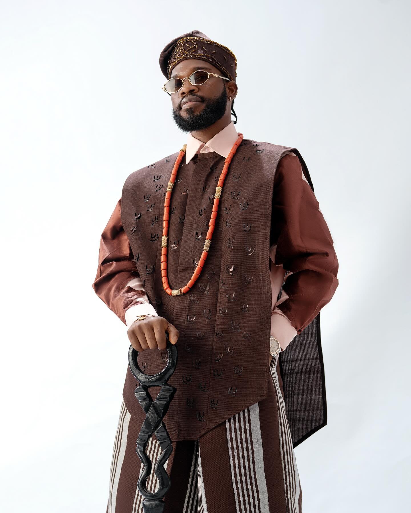 Actor and comedian Broda Shaggi posing for a portrait.
