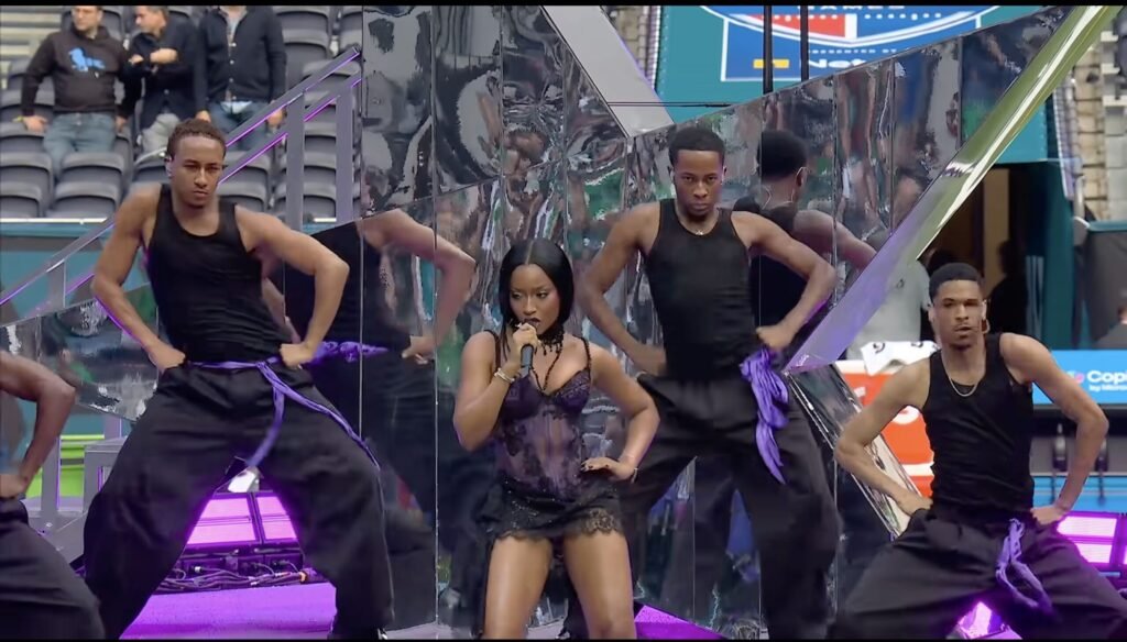 Ayra Starr performing at the NFL Halftime Show in London